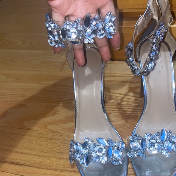 Silver Gem Rhinestone Shine Alisha Glam Chunk Heel Charlotte Russe - Picture 2 of 6